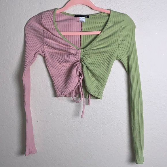 One by One Watermelon Colorblock leggings & crop top set - Medium - Picture 2 of 5